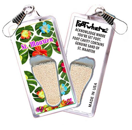 St. Maarten FootWhere® Souvenir Zipper-Pulls. 6 Piece Set. Made in USA