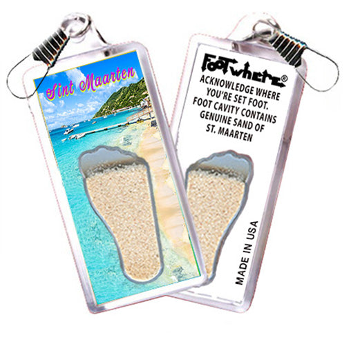 St. Maarten FootWhere® Souvenir Zipper-Pulls. 6 Piece Set. Made in USA
