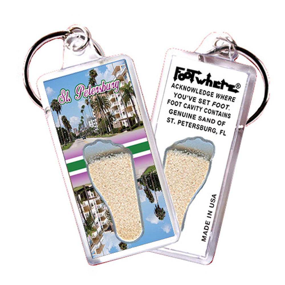 St. Pertersburg FootWhere Souvenir Keychain. 72 pieces/6 assorted styles.