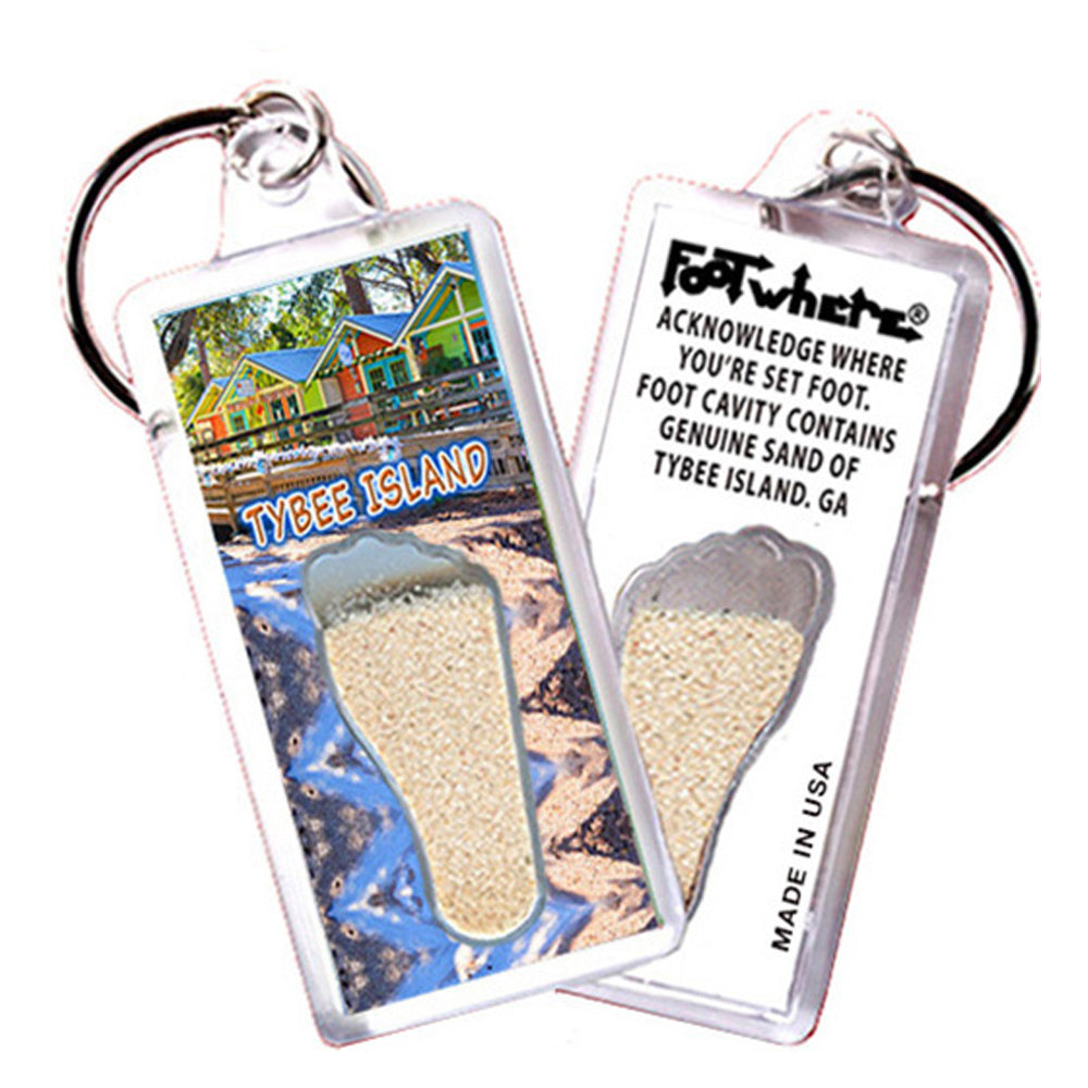 Tybee Island FootWhere® Souvenir Keychain. 72 pieces/ 6 assorted styles.