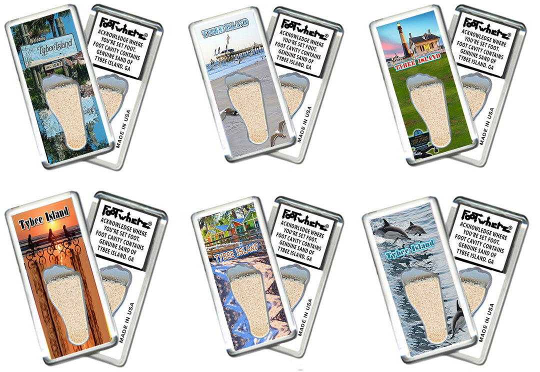 Tybee Island FootWhere® Souvenir Magnet. 72 pieces/ 6 assorted styles.