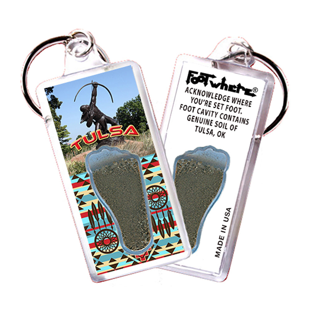 Tulsa FootWhere® Souvenir Keychain. Made in USA
