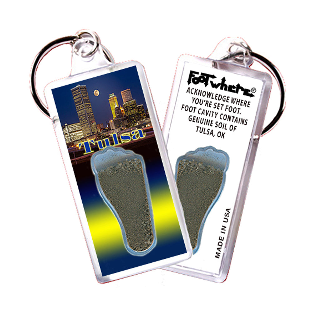 Tulsa FootWhere® Souvenir Keychain. Made in USA