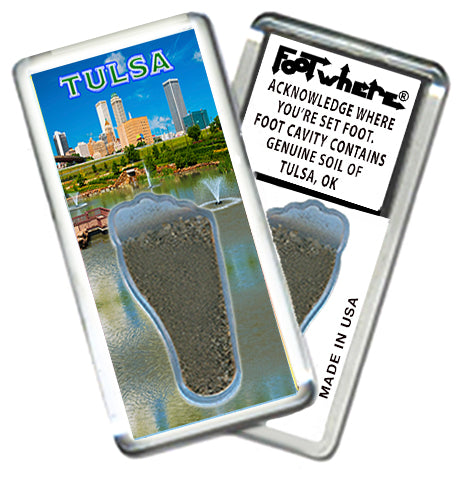 Tulsa FootWhere® Souvenir Fridge Magnet. Made in USA