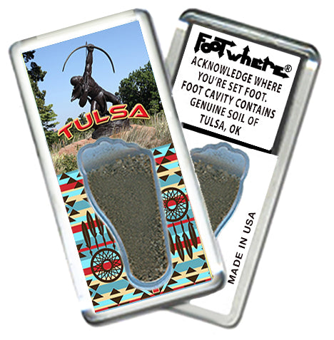 Tulsa FootWhere® Souvenir Fridge Magnet. Made in USA