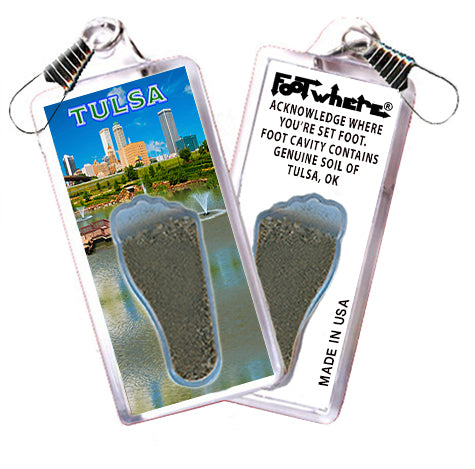 Tulsa FootWhere® Souvenir Zipper-Pull. Made in USA