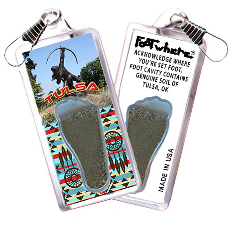 Tulsa FootWhere® Souvenir Zipper-Pull. Made in USA