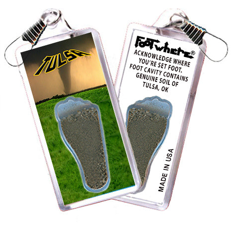 Tulsa FootWhere® Souvenir Zipper-Pulls. 6 Piece Set. Made in USA