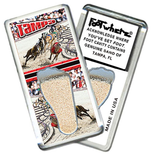 Tampa FootWhere® Souvenir Fridge Magnet. 6 Piece Set. Made in USA