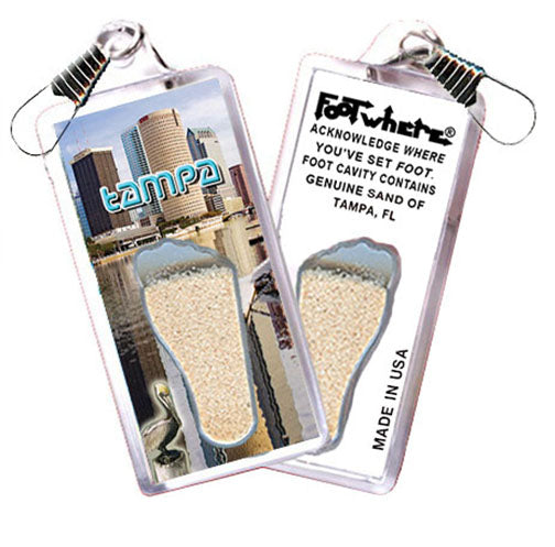 Tampa FootWhere® Souvenir Zipper-Pulls. 6 Piece Set. Made in USA