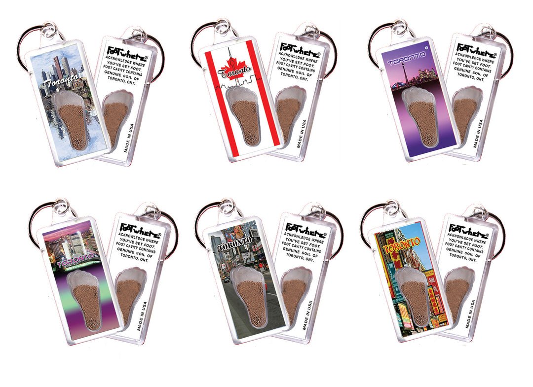 Toronto FootWhere Souvenir Keychains. 6 Piece Set. Made in USA