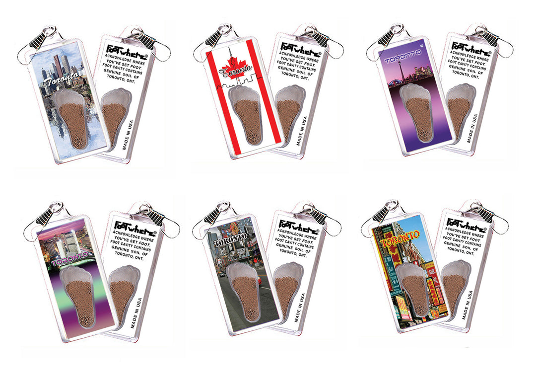 Toronto FootWhere Souvenir Zipper-Pulls. 6 Piece Set. Made in USA
