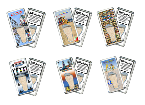Venice Beach, CA FootWhere® Souvenir Magnet. 72 pieces/6 assorted styles.