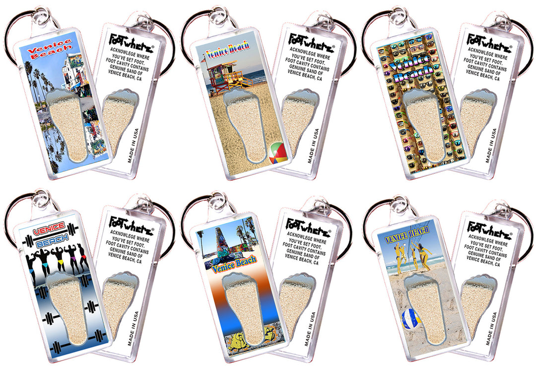 Venice Beach FootWhere® Souvenir Key Chain. 72 pieces/6 assorted styles.