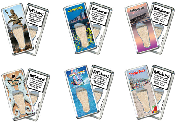 Virginia Beach, VA  FootWhere® Souvenir Magnet. 72 pieces/6 assorted styles.