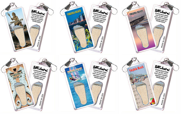 Virginia Beach FootWhere® Souvenir Zipper-Pull. 72 pieces/6 assorted styles.