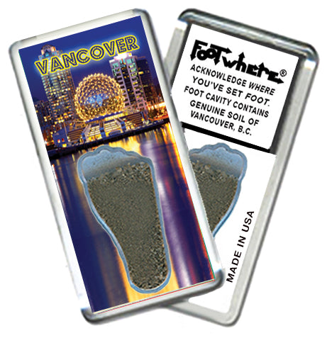 Vancouver FootWhere® Souvenir Magnets. 6 Piece Set. Made in USA