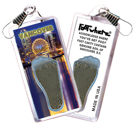 Vancouver FootWhere Souvenir Zipper-Pulls. 6 Piece Set. Made in USA