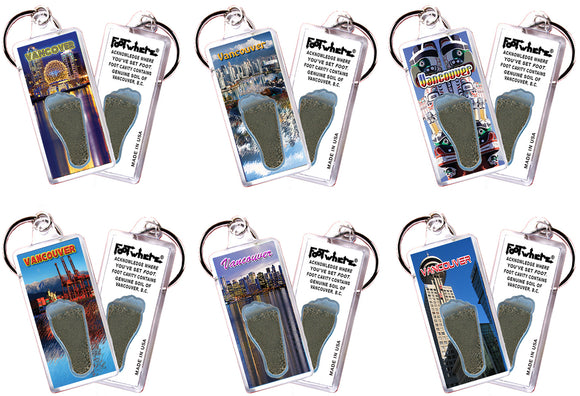Vancouver FootWhere® Souvenir Keychain. 72 pieces/6 assorted styles.