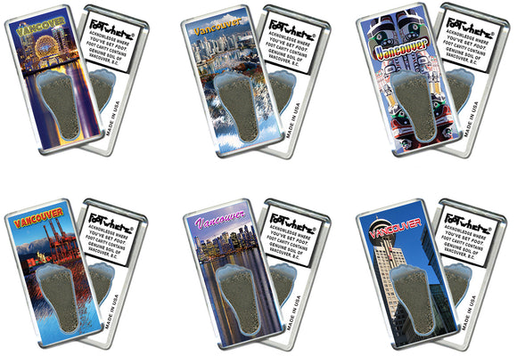 Vancouver, B.C. FootWhere® Souvenir Magnet. 72 pieces/6 assorted styles.