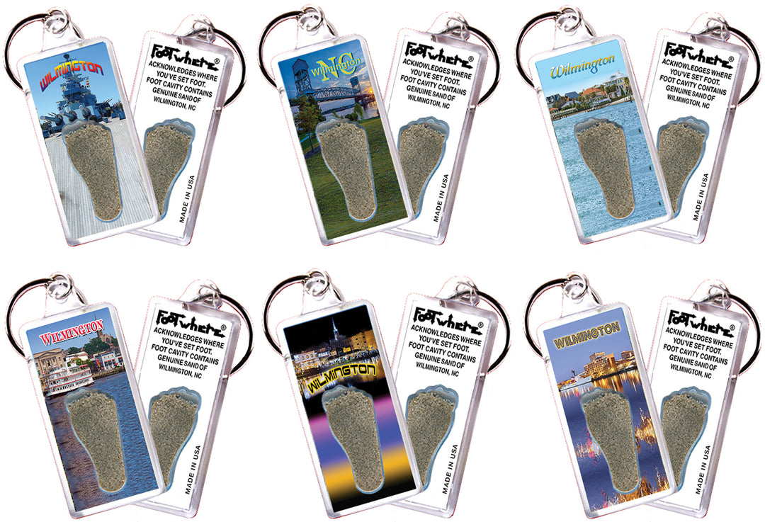 Wilmington, NC FootWhere® Souvenir Keychain. 72 pieces/6 assorted styles.