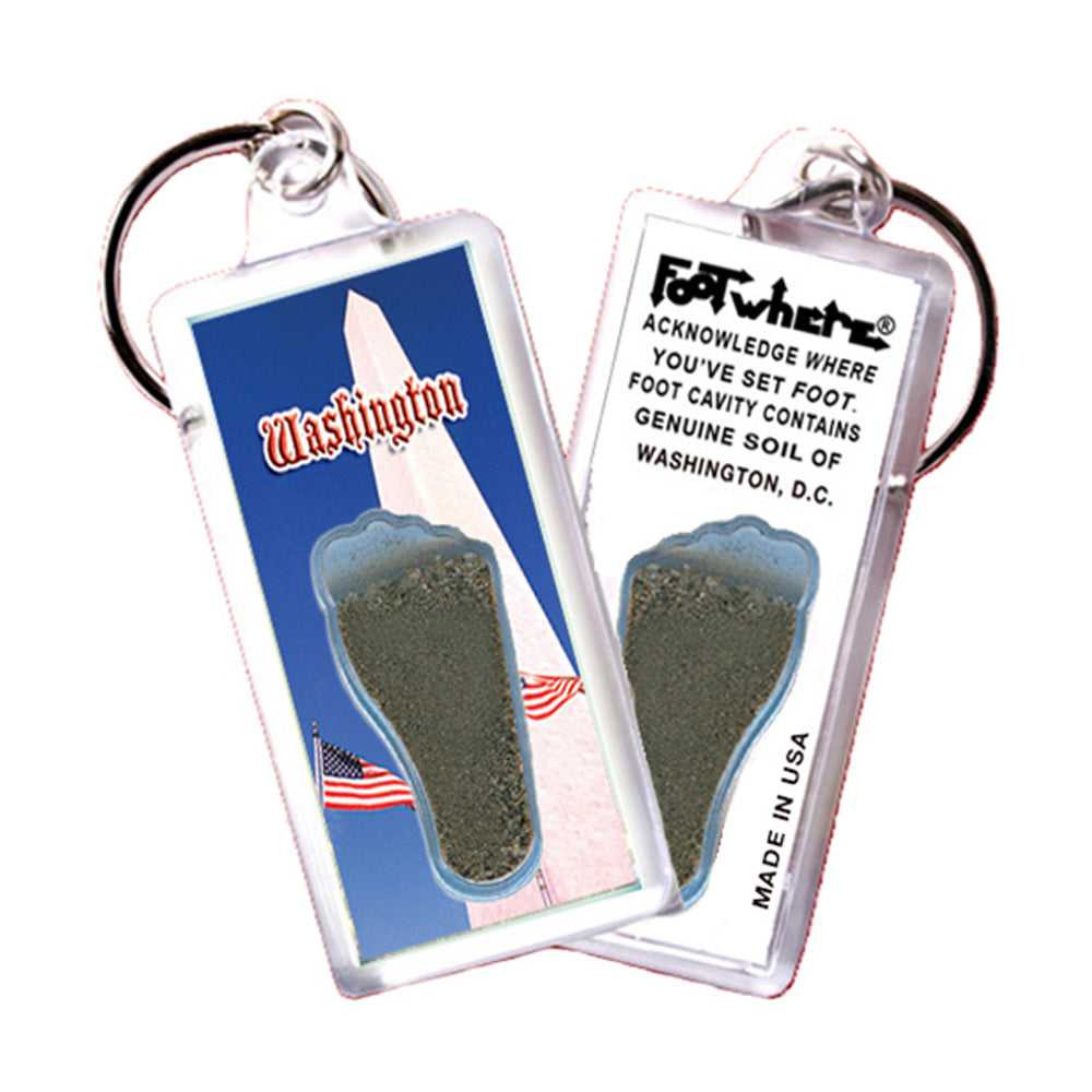 District of Columbia FootWhere® Souvenir Keychains. 72 Pieces/6 Assorted Styles. Made in USA