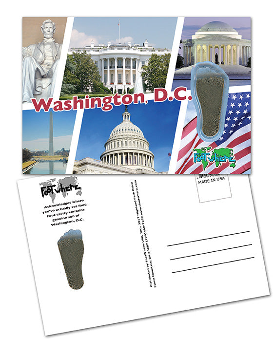 District of Columbia FootWhere® Souvenir Postcard. 144 Pieces/1 Gross. Made in USA