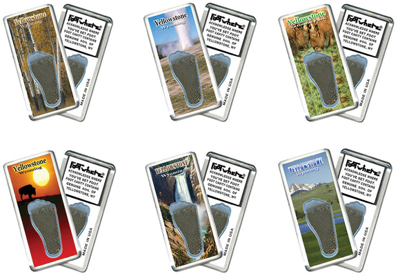 Yellowstone, WY FootWhere® Souvenir Magnet. 72 pieces/6 assorted styles.