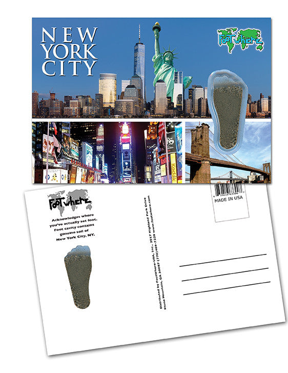 New York City FootWhere® Souvenir Postcard. 144 Pieces/1 Gross. Made in USA