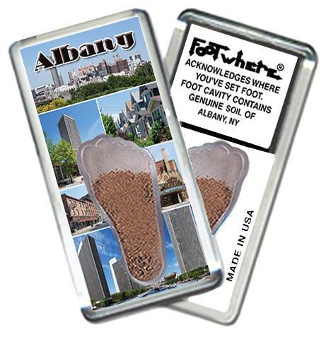 Albany, NY FootWhere® Souvenir Fridge Magnet. Made in USA-FootWhere® Souvenirs