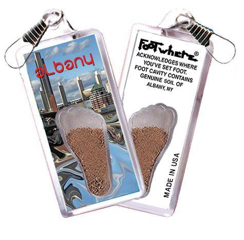 Albany, NY FootWhere® Souvenir Zipper-Pull. Made in USA-FootWhere® Souvenirs