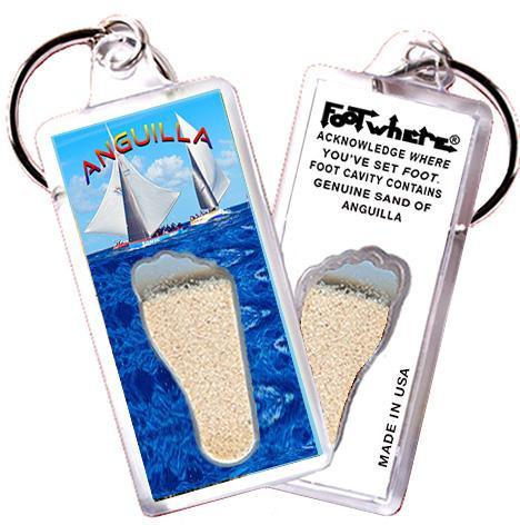 Anguilla FootWhere® Souvenir Keychain. Made in USA-FootWhere® Souvenirs