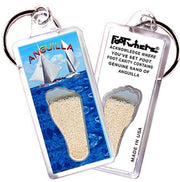 Anguilla FootWhere® Souvenir Keychains. 6 Piece Set. Made in USA-FootWhere® Souvenirs