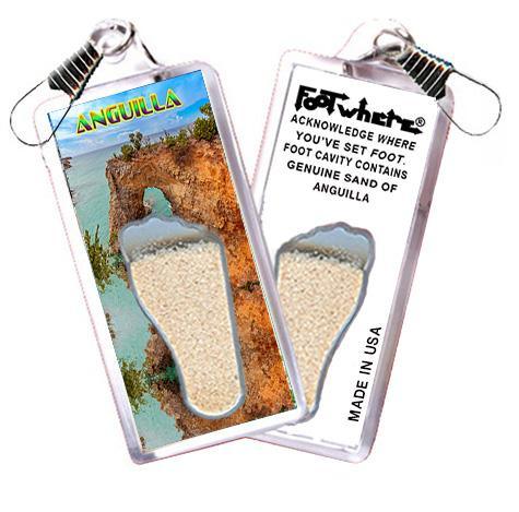 Anguilla FootWhere® Souvenir Zipper-Pulls. 6 Piece Set. Made in USA-FootWhere® Souvenirs