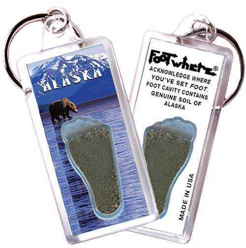 Alaska FootWhere® Souvenir Keychain. Made in USA-FootWhere® Souvenirs