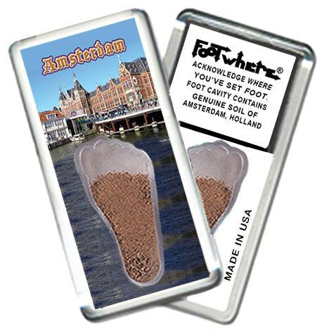 Amsterdam FootWhere® Souvenir Fridge Magnet. Made in USA-FootWhere® Souvenirs