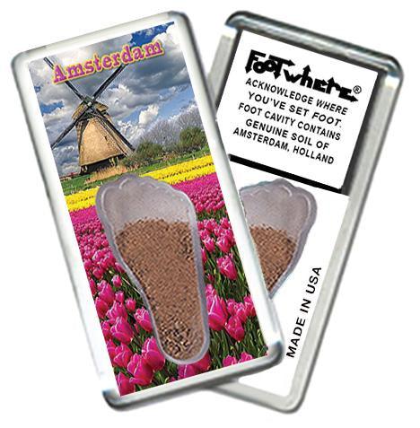 Amsterdam FootWhere® Souvenir Fridge Magnet. Made in USA-FootWhere® Souvenirs
