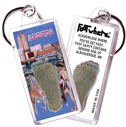 Albuquerque FootWhere® Souvenir Keychains. 6 Piece Set. Made in USA-FootWhere® Souvenirs