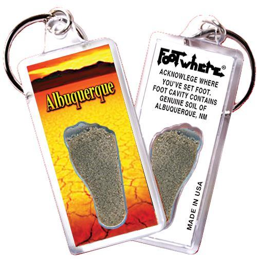 Albuquerque FootWhere® Souvenir Keychains. 6 Piece Set. Made in USA-FootWhere® Souvenirs