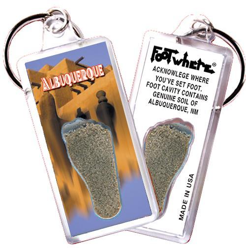 Albuquerque FootWhere® Souvenir Keychains. 6 Piece Set. Made in USA-FootWhere® Souvenirs