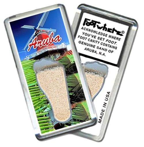 Aruba FootWhere® Souvenir Fridge Magnets. 6 Piece Set. Made in USA-FootWhere® Souvenirs