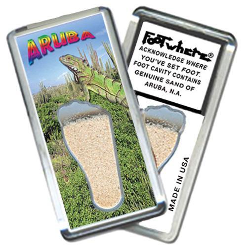 Aruba FootWhere® Souvenir Fridge Magnets. 6 Piece Set. Made in USA-FootWhere® Souvenirs