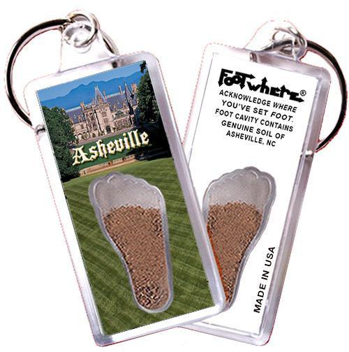 Asheville, NC FootWhere® Souvenir Key Chain. Made in USA-FootWhere® Souvenirs