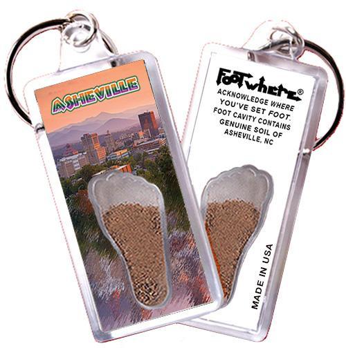 Asheville, NC FootWhere® Souvenir Key Chain. Made in USA-FootWhere® Souvenirs