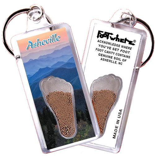 Asheville, NC FootWhere® Souvenir Key Chain. Made in USA-FootWhere® Souvenirs