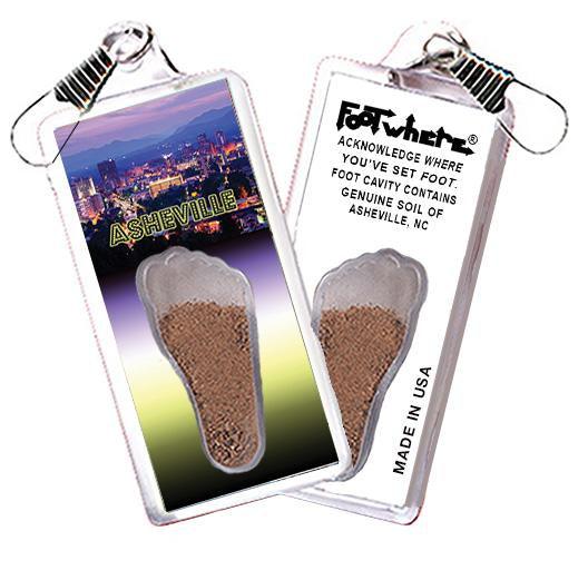 Asheville, NC FootWhere® Souvenir Zipper-Pulls. 6 Piece Set. Made in USA-FootWhere® Souvenirs