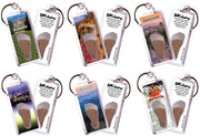 Asheville, NC FootWhere® Souvenir Keychains. 6 Piece Set. Made in USA-FootWhere® Souvenirs