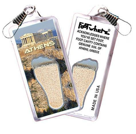 Athens, Greece FootWhere® Souvenir Zipper-Pulls. 6 Piece Set. Made in USA-FootWhere® Souvenirs