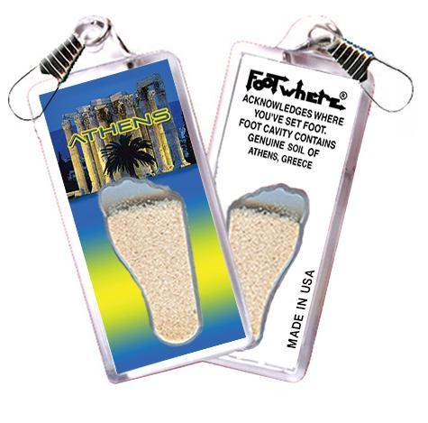 Athens, Greece FootWhere® Souvenir Zipper-Pulls. 6 Piece Set. Made in USA-FootWhere® Souvenirs