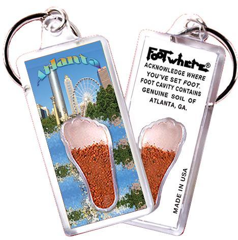 Atlanta FootWhere® Souvenir Keychains. 6 Piece Set. Made in USA-FootWhere® Souvenirs